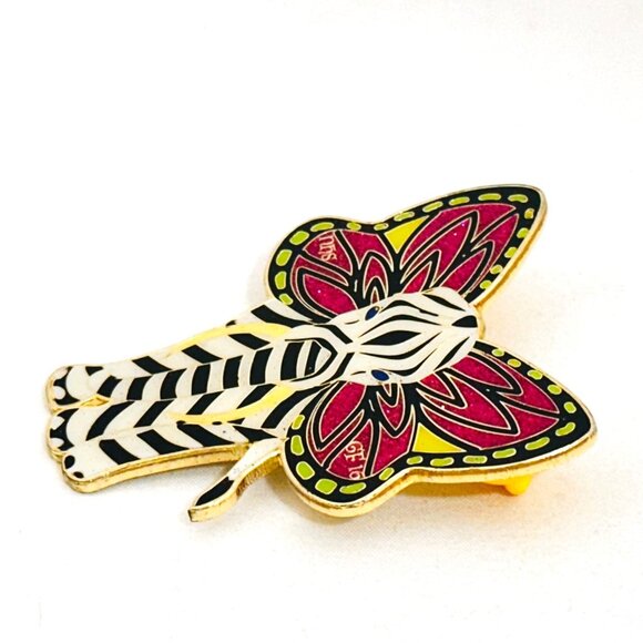 Elephant Butterfly Ears Enamel Lapel Pin with Double Clutches - Picture 3 of 4